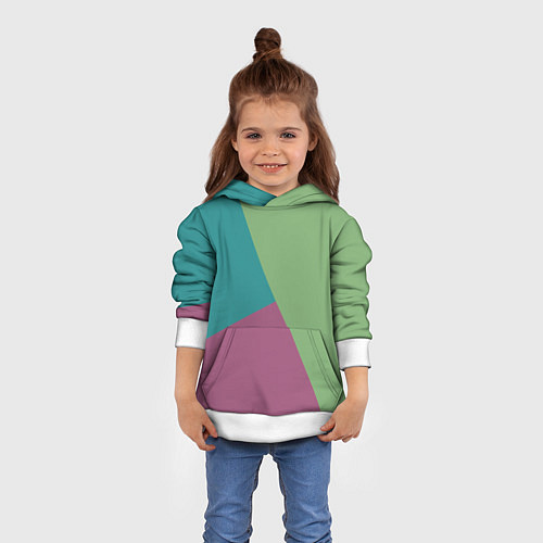 Детская толстовка Сине-зелёно-розовый тёмный трёхцветный / 3D-Белый – фото 4