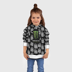 Толстовка-худи детская Monster energy медвежьи лапы, цвет: 3D-белый — фото 2
