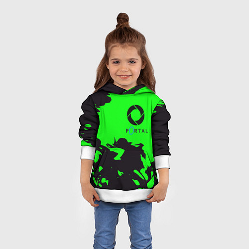 Детская толстовка Portal черный дым / 3D-Белый – фото 4
