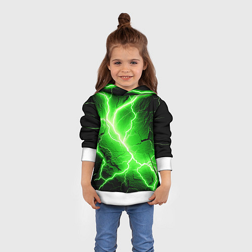 Детская толстовка Color green black / 3D-Белый – фото 4