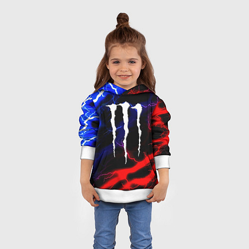 Детская толстовка Monster energy молнии неон / 3D-Белый – фото 4