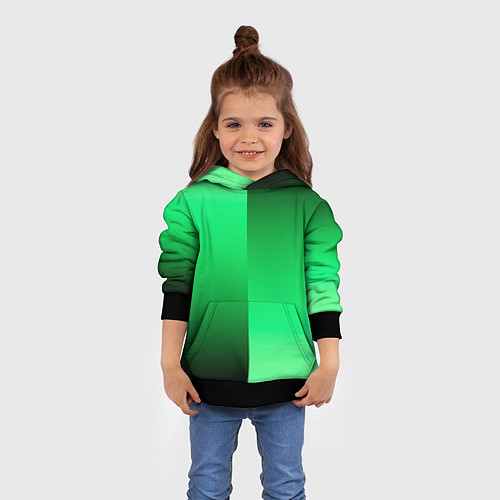 Детская толстовка Чёрно-зелёный градиент пополам / 3D-Черный – фото 4