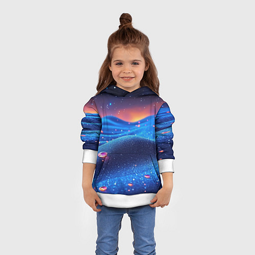 Детская толстовка Синяя дюна - текстура / 3D-Белый – фото 4