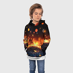 Толстовка-худи детская Оранжевое боке на черном, цвет: 3D-белый — фото 2