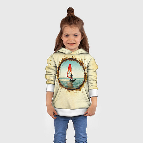 Детская толстовка Виндсерфер на бежевом / 3D-Белый – фото 4
