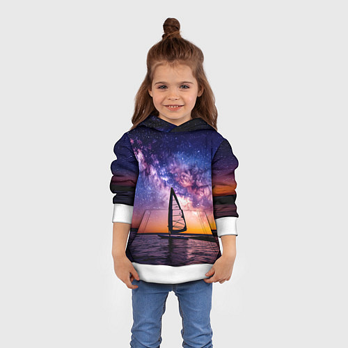 Детская толстовка Виндсерфер в космосе / 3D-Белый – фото 4