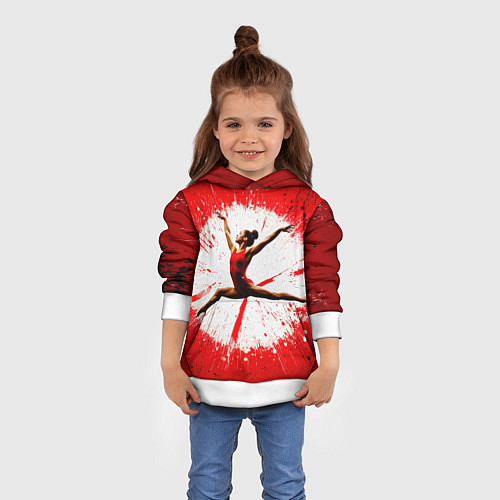Детская толстовка Воздушная гимнастка на красном / 3D-Белый – фото 4