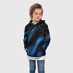 Толстовка-худи детская Синяя волнистая текстура на черном, цвет: 3D-белый — фото 2