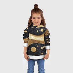 Толстовка-худи детская Золотая объемная абстракция - текстура, цвет: 3D-белый — фото 2