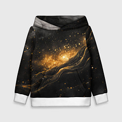 Толстовка-худи детская Золотистое сияние на черной текстуре, цвет: 3D-белый