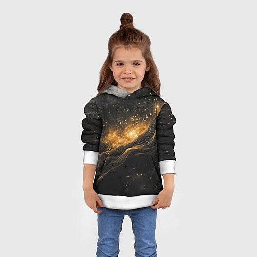 Детская толстовка Золотистое сияние на черной текстуре / 3D-Белый – фото 4
