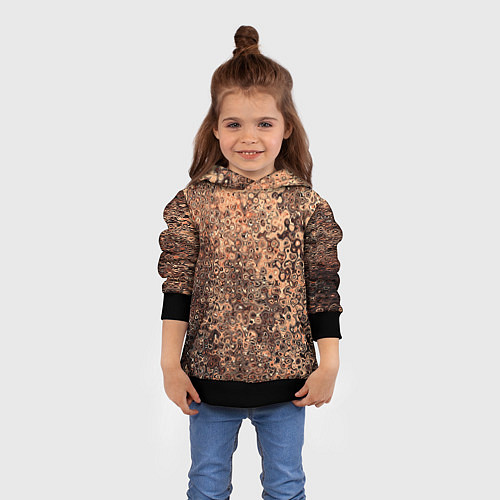 Детская толстовка Светлый коричневый абстрактная текстура / 3D-Черный – фото 4