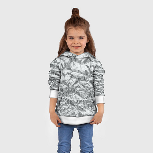 Детская толстовка Серебряная фольга - мятая текстура / 3D-Белый – фото 4