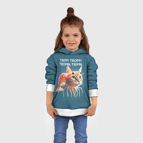 Детская толстовка Trippi troppi troppa trippa - brainrot cat meme / 3D-Белый – фото 4