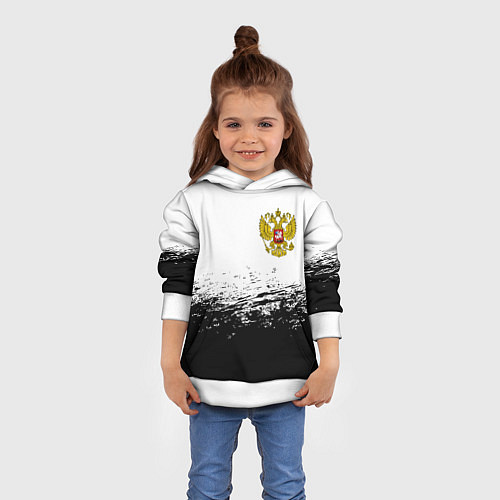Детская толстовка Россия черно белые краски / 3D-Белый – фото 4