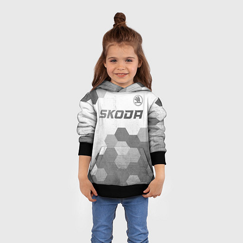 Детская толстовка Skoda - white gradient посередине / 3D-Черный – фото 4