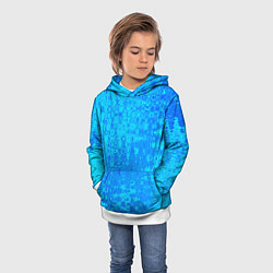 Толстовка-худи детская Голубой неоновый абстрактная текстура, цвет: 3D-белый — фото 2
