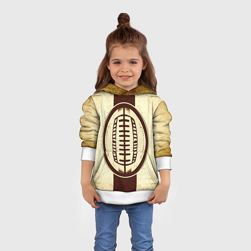 Детская толстовка Мяч регби на бежевом / 3D-Белый – фото 4