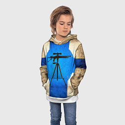 Толстовка-худи детская Стендовая спортивная стрельба на синем, цвет: 3D-белый — фото 2