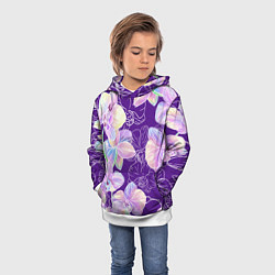 Толстовка-худи детская Японские акварельные орхидеи, цвет: 3D-белый — фото 2