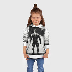 Толстовка-худи детская Бодибилдер и черный дым, цвет: 3D-белый — фото 2