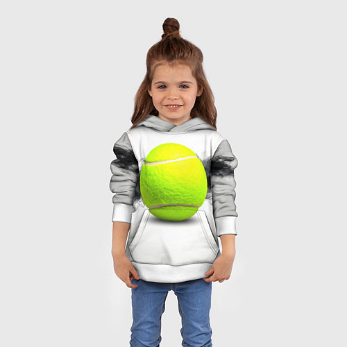 Детская толстовка Теннисный мяч и черный дым / 3D-Белый – фото 4