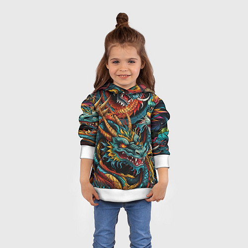 Детская толстовка Татуировка дракона ирезуми / 3D-Белый – фото 4