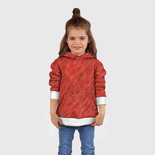 Детская толстовка Морковный красный текстурированный узоры / 3D-Белый – фото 4