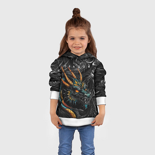 Детская толстовка Японский дракон татуировка / 3D-Белый – фото 4