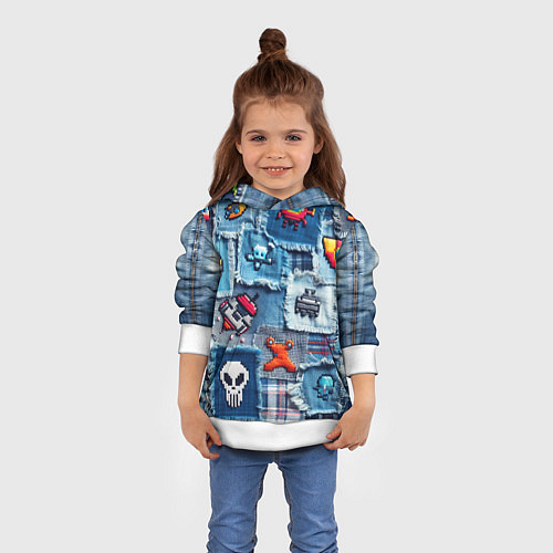 Детская толстовка Пиксельный космос / 3D-Белый – фото 4