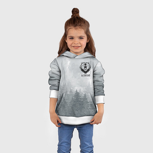 Детская толстовка Лес мой храм - медведь русич / 3D-Белый – фото 4