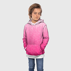 Толстовка-худи детская Розовый градиент с узором, цвет: 3D-белый — фото 2
