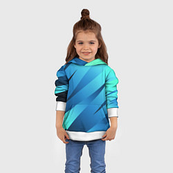 Толстовка-худи детская Сине-голубой абстрактные полосы, цвет: 3D-белый — фото 2