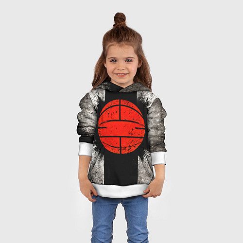 Детская толстовка Стритбольный мяч в чб / 3D-Белый – фото 4