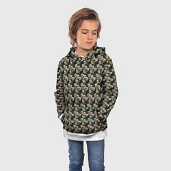 Толстовка-худи детская Нежный цветочный тёмный зелёный, цвет: 3D-белый — фото 2