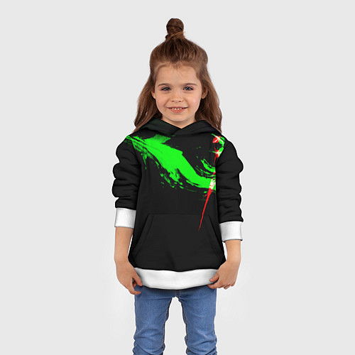 Детская толстовка Color black green red / 3D-Белый – фото 4
