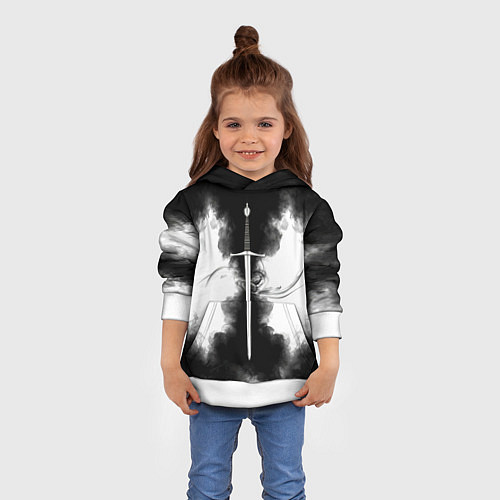 Детская толстовка Сабля в черном дыму / 3D-Белый – фото 4