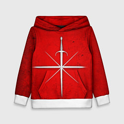 Толстовка-худи детская Сабля на красном, цвет: 3D-белый