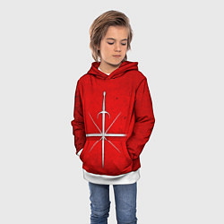 Толстовка-худи детская Сабля на красном, цвет: 3D-белый — фото 2