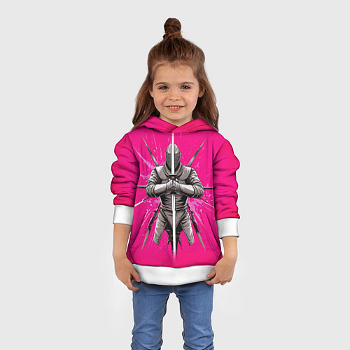 Детская толстовка Фехтование на саблях в розовом / 3D-Белый – фото 4