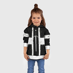 Толстовка-худи детская Сабля в черно-белом, цвет: 3D-белый — фото 2