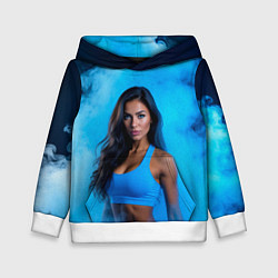 Толстовка-худи детская Фитоняшка в синем дыму, цвет: 3D-белый