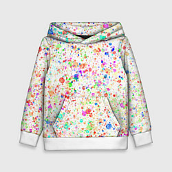 Толстовка-худи детская Белый с разноцветными брызгами, цвет: 3D-белый