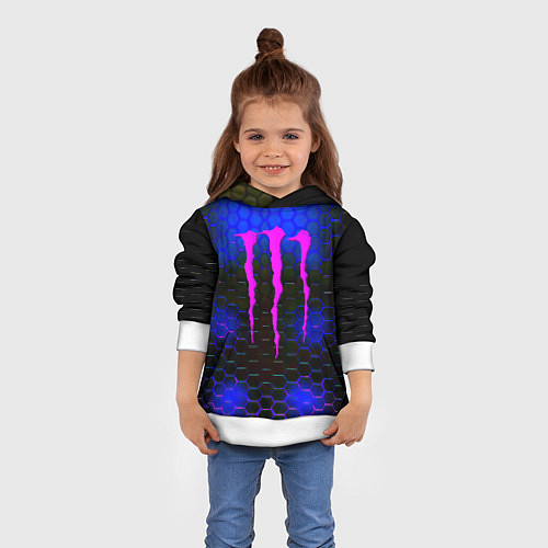 Детская толстовка Monster energy неоновая броня / 3D-Белый – фото 4