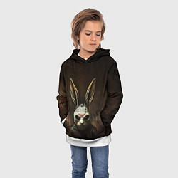 Толстовка-худи детская Кролик в хоккейной маске, цвет: 3D-белый — фото 2