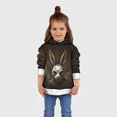 Детская толстовка Кролик в хоккейной маске / 3D-Белый – фото 4