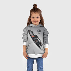 Толстовка-худи детская Lamborghini - racing car, цвет: 3D-белый — фото 2