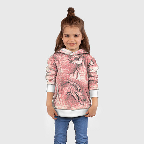 Детская толстовка Черепа лошадей - эскиз / 3D-Белый – фото 4