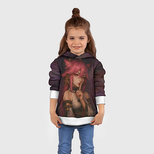 Детская толстовка Яэ Мико жрица лисица / 3D-Белый – фото 4