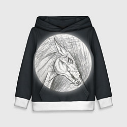 Толстовка-худи детская Черепа лошадей - эскиз, цвет: 3D-белый